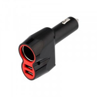 Авто зарядник/блок пит. (прикур.) 12V - 5V Rexant 2USB+гнездо: 2USB 1A белый 16-0299