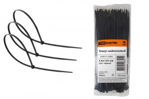 TDM хомут 3,6х120мм нейлон, черный (уп. 100шт., цена за уп.) (20!) SQ0515-0208