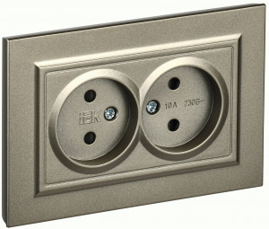 IEK BRITE роз. СУ 2 мест. 10A шампань (шторки) РСш12-2-БрШ BR-R23-10-K37-F