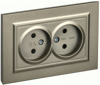 IEK BRITE роз. СУ 2 мест. 10A шампань (шторки) РСш12-2-БрШ BR-R23-10-K37-F