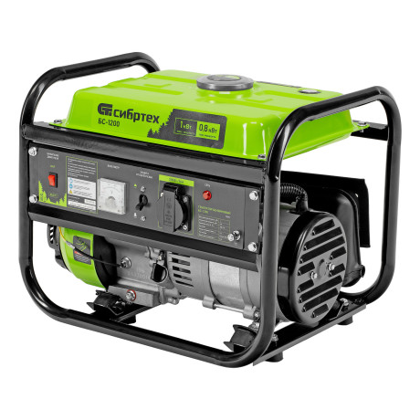 Генератор бензиновый БС-1200, 1 кВт, 230 В, четырехтактный, 5.5 л, ручной стартер Сибртех