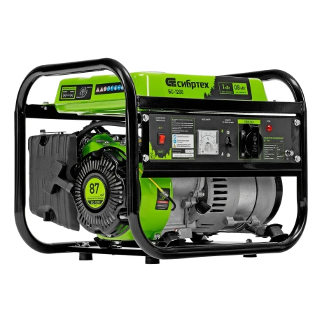 Генератор бензиновый БС-1200, 1 кВт, 230 В, четырехтактный, 5.5 л, ручной стартер Сибртех