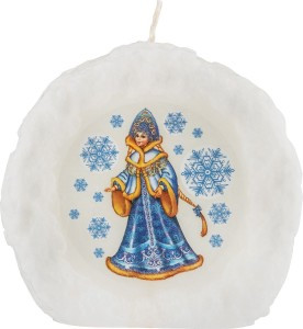 Свеча-барельеф снежок 78х70 мм "Снегурка" Волшебная страна
