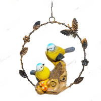 Фигурка садовая Птицы на венке 18*17 со звуком и светом NA2142 (48)
