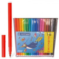 Фломастеры Centropen 18 цв., вент.колпачок, пласт.упак, гарантия - 3года, 7790/18