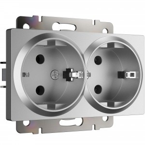 Werkel мех. роз. СУ 2 мест. 16А, земля (серебро матовый) W1172065 a063619