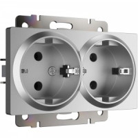 Werkel мех. роз. СУ 2 мест. 16А, земля (серебро матовый) W1172065 a063619