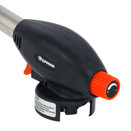 Горелка газ. с пьезорозжигом тм ЕРМАК, цанг. захват, шир. сопло, пласт., латунь, 17х6,6х5,1см