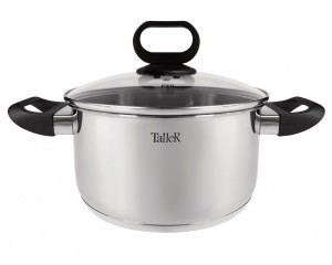 Кастрюля нерж сталь с крышкой Тиана 5,1л стенки 0,6мм дно 5мм, индукция TR-11010 TalleR