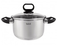 Кастрюля нерж сталь с крышкой Тиана 5,1л стенки 0,6мм дно 5мм, индукция TR-11010 TalleR