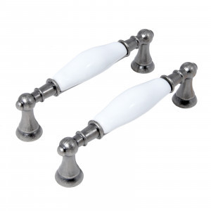 Ручка-скоба мебельная мет/керам 96 С2498-96 AS состар. Серебро 2шт (цена за пару (15, 150) StahlBuro