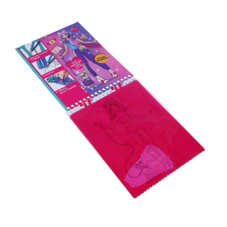 ХОББИХИТ Скетчбук для творчества с трафаретами, 20 л, картон, пластик, наклейки, 15х19х2см, 4 дизайн