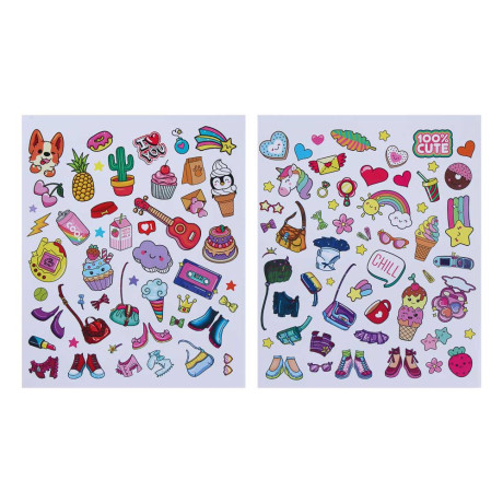 ХОББИХИТ Скетчбук для творчества с трафаретами, 20 л, картон, пластик, наклейки, 15х19х2см, 4 дизайн