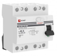 EKF PROxima выкл. дифферинциальный УЗО ВД-100 (S) 4P 80А 300мА AC 4,5кА эл.мех elcb-4-80-300S-em-pro