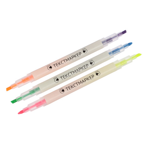 ClipStudio Маркер-выделитель 2х-цветный, круглый корпус, скош.након.2,6мм, 3 цв. комбинации