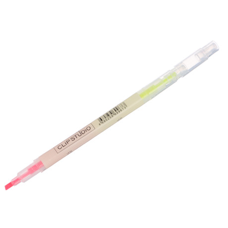 ClipStudio Маркер-выделитель 2х-цветный, круглый корпус, скош.након.2,6мм, 3 цв. комбинации