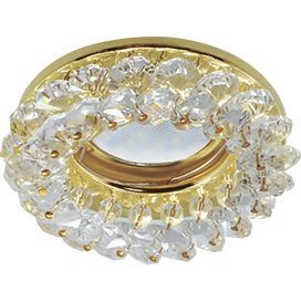"Ecola CD4141 MR16 GU5.3 св-к Круглый с хрусталиками Прозрачный/Золото 50x90 FD1618EFY (10!)