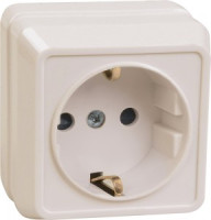 IEK ОКТАВА роз. ОУ 1 мест. c з/к 16А КРЕМ РС20-3-ОКм