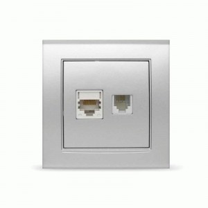 UNIVersal Бриллиант роз. телеф./компьют. СУ 2 мест. серебро (керам. осн., RJ11+RJ45) 7949865