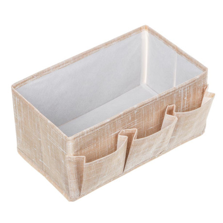 Комплект коробов тм VETTA ЛЁН, текстиль, бежевый, 25х15х12см, 2 шт