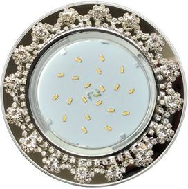 Ecola GX53 H4 LD5360 св-к Стекло Круг прозр.стразы Корона подсв. 4K Хром-зерк 52x120 SW53RNECB (10!)