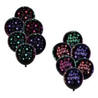 FNtastic Набор шаров, 6 шт, 12&quot;, с неоновым узором, черные, 2 дизайна