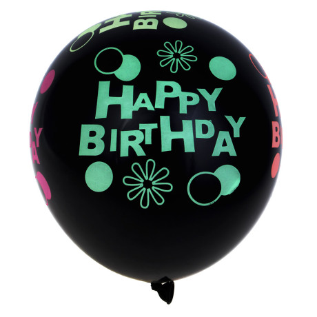 FNtastic Набор шаров, 6 шт, 12", с неоновым узором, черные, 2 дизайна