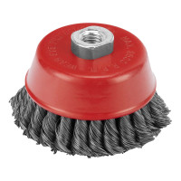 Щетка для УШМ, 100 мм, М14, &quot;чашка&quot;, двухрядная, крученая проволока 0.35 мм Matrix