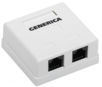 ITK Розетка инф. настенная RJ45 кат. 5Е UTP 2 порта GENERICA CS2-1C5EU-22-G