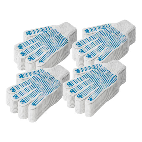 Перчатки трикотажные, х/б, 200 пар, ПВХ точка, 6 нитей, 10 класс Сибртех