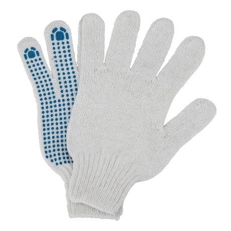 Перчатки трикотажные, х/б, 200 пар, ПВХ точка, 6 нитей, 10 класс Сибртех