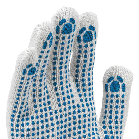 Перчатки трикотажные, х/б, 200 пар, ПВХ точка, 6 нитей, 10 класс Сибртех