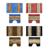 VETTA Набор ковриков для ванной и туалета, полиэстер, 50x80см + 50x40см, &quot;Полосатые&quot;, 4 цвета