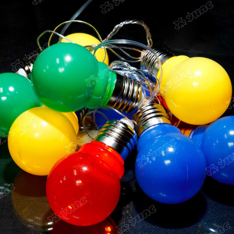 Гирлянда светодиодная ЛАМПОЧКА ЦВЕТНЫЕ /H-10см, 10 лампочек,провод "леска"/