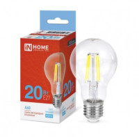 ASD/InHome лампа св/д Deco ЛОН A60 E27 20W(1890lm) 6500К 6K 105x60 филамент (нитевидная) прозр. 5930