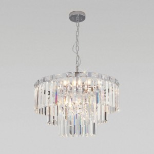 Eurosvet св-к подвесной  E14 8x60 Вт 570х570х780 металл прозрачный/хром Elegante 10130/8 a060642