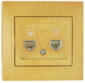 Lezard Мира роз. телеф./компьют. СУ 2 мест. ольха (RJ11+RJ45) (корпус PC) 701-0701-143