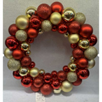 Венок новогодний TG-001 35 см красный с золотом шарики (40)