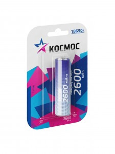 Ак-р Космос 18650 Li-ion 2600mAh 3.7V BL1 без защиты 18x65 мм KOC18650Li-ion26UBL1