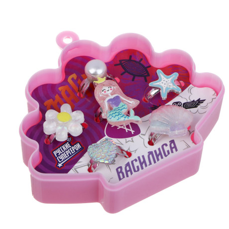 Набор детских колец BY Русские супергерои 6 шт, пластик, металл, р-р универсальный, 2 дизайна