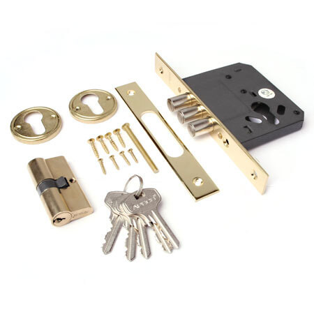 Замок врез 91/60-G Apecs (золото) 3-хригельный (цилиндр 60мм)  \7 (28)