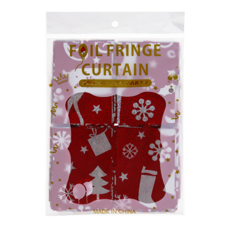 СНОУ БУМ Занавеска из дождика, с рисунком, 200х100см, ПЭТ, 2 дизайна