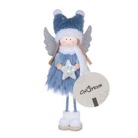 СНОУ БУМ Сувенир Ангелочек 11x4x25 см, полиэстер, синий