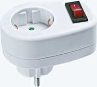 Navigator сет. переходник-адаптер 16А, белый, земля, выкл., шторки NAD-1E-CS-WH 94669