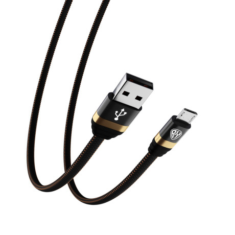 BY Кабель для зарядки Элегант Micro USB, 1м, 3А, быстрая зарядка QC3.0, тканевая оплётка, черный