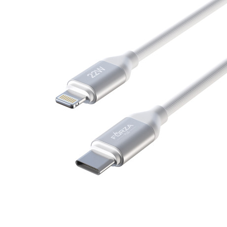 FORZA Кабель для зарядки Лето Type-C - iP, 1м, 2.4А, Быстрая зарядка, 22W,  прорез.кабель, пакет