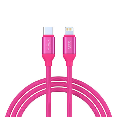 FORZA Кабель для зарядки Лето Type-C - iP, 1м, 2.4А, Быстрая зарядка, 22W,  прорез.кабель, пакет