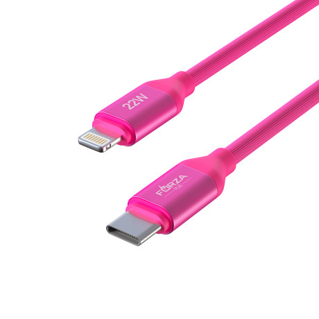 FORZA Кабель для зарядки Лето Type-C - iP, 1м, 2.4А, Быстрая зарядка, 22W,  прорез.кабель, пакет