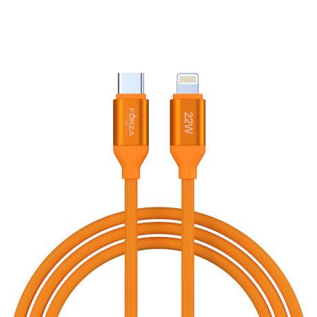 FORZA Кабель для зарядки Лето Type-C - iP, 1м, 2.4А, Быстрая зарядка, 22W,  прорез.кабель, пакет