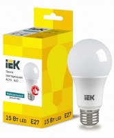 IEK ЛОН A60 E27 15W(1350lm) 4000K 4K 110х60 матов. ALFA LLA-A60-15-230-40-E27